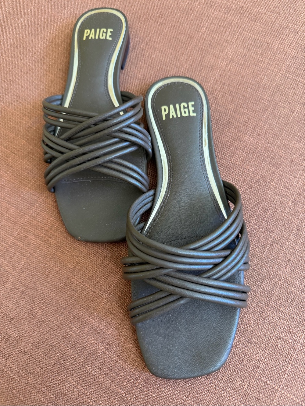 PAIGE Chocolate Brown Multi-Strap Slide Mules